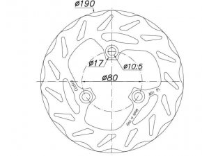 Bremsscheibe POLINI fr PIAGGIO MC2/NRG/TPH/Typhoon 50 -125ccm,  190x58,2x3 mm, M8 mm 3-Loch