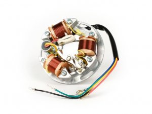 Zndung -BGM ORIGINAL Grundplatte (Kontaktzndung, 5 Kabel, 6V)- Vespa Sprint150 (VLB1T), TS125 (VNL3T), GT125 (VNL2T), GTR125 (VNL2T), Super, GL150 (VLA1T) - fr Fahrzeuge ohne Blinker, ohne Batterie