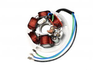 Zndung -BGM ORIGINAL Grundplatte (Kontaktzndung, 3 Kabel, 12V, AC)- Vespa PX - P125X, P150X, italienische Ausfhrung ohne Batterie, mit 4-fach Blinkanlage