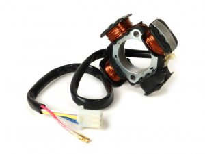 Zndung -OEM QUALITT Grundplatte- Morini 50ccm (Typ AH) - (79,3mm Durchmesser), 4 Kabel - Ersatz fr Vespatronic, Varitronic, Pinasco Flytech, Polini IDM, Malossi VesPower, Parmakit - Suzuki Address50, AP50, Derbi Atlantis50 (Derbi Motor), Malaguti