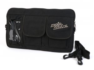 Tasche fr Gepckfachklappe / Umhngetasche (inkl. Handytasche (bis 6,2 Zoll, z.B. iPhone 11)) -MOTO NOSTRA Classic waxed canvas- passend fr z.B. Vespa, Lambretta, GTV, GTS, HPE, Supertech, Touring - schwarz