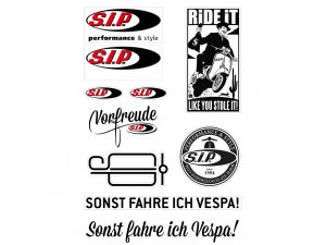 Aufkleberset SIP mit Motiv Vespa Motorroller, A4-Bogen,...