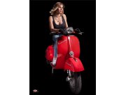 Poster SIP mit Vespa Girl Motiv rote Vespa 180SS  L...