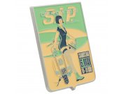 Plakette SIP Open Day 2018,  beige/blau, Emaille, 75x75 mm