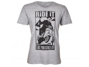 T-Shirt SIP Ride it like you stole it, grau, Melange,  fr Mnner, Gre: M,  Front Print,  85% Baumwolle 15% Viskose,  150g/m