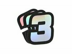 Aufkleber Startnummer 3 Doppler Hologramm 10x7,5cm (x3)