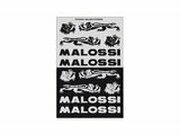 Aufkleber Bogen Malossi Mini 11,5x16,8cm schwarz / silber