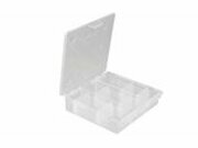 Kleinteilebox transparent mit 9 Fchern 137x137x30mm