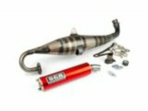 Auspuff SCR Corse Handmade 70 Minarelli liegend rot