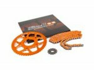 Kettensatz 14x53 - 420 Stage6 Alu CNC orange Peugeot / Rieju