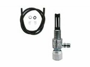 Benzinhahn M10 geschraubt mit Schlauch und Klemmen