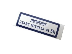 Aufkleber Importante USARE MISCELA AL 5% blau Vespa