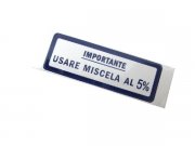 Aufkleber Importante USARE MISCELA AL 5% blau Vespa