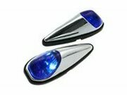 Blinker Custom blaues Glas chrom Gehuse