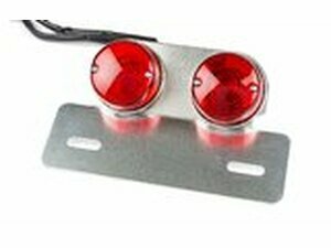 Rcklicht rund rot mit Kennzeichen halter silber