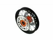 Hinterrad - CNC Nabe orange m. Bremsscheibe + Kettenrad...