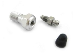 Hohlschraube M10x1,0 ABM  mit Entlfternippel silber eloxiert hydraulische Scheibenbremse