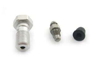Hohlschraube M10x1,0 ABM  mit Entlfternippel silber eloxiert hydraulische Scheibenbremse