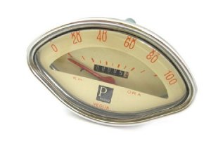 Tachometer 100km/h rot mit Logo Vespa Sprint, GL, VBA, VBB