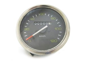 Tachometer 120 km/h ohne Logo Chromring Vespa PX alt