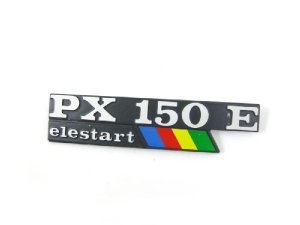 Schriftzug PX150E elestart Seitenhaube Lochabstand: 105mmVespa PX