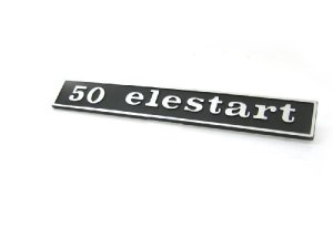 Schriftzug 50 elestart Heck schwarz/alu Lochabstand: 110mm 132x17mm Vespa 50 Special Elestart