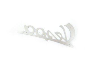 Schriftzug Vespa, Beinschild aluminium, 140x60mm Vespa VNA-VBC