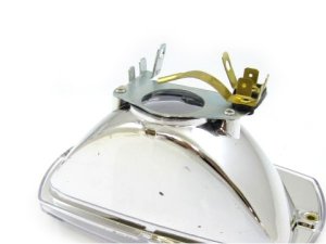 Scheinwerfer Kunststoff, trapezfrmig,  90x140mm, Klarglas Optik, Abblendlicht Sockel: P26s, Standlicht Sockel: Soffitte BOSATTA Vespa 50 Special/Elestart