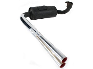 Rennauspuff SIP Vintage Replika fr Vespa 125 VNA-TS/150 VBA-Sprint/PX80-150/PE/Lusso schwarz, breitreifentauglich, Doppel -Endrohr, kein Ersatzradbetrieb mglich