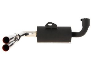 Rennauspuff SIP Vintage Replika fr Vespa 125 VNA-TS/150 VBA-Sprint/PX80-150/PE/Lusso schwarz, breitreifentauglich, Doppel -Endrohr, kein Ersatzradbetrieb mglich