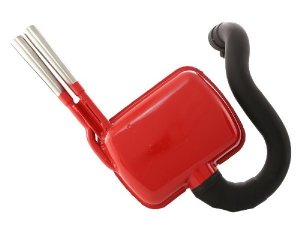Rennauspuff SIP ROAD Sport Optik fr Vespa 160 GS/180 SS/180 Rally Stahl, rot, breitreifentauglich, mit 2 verchromten Endrohren, inkl. Auslassstutzen