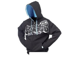 Hoody Stage6, zipped, schwarz / innen blau, Größe XS