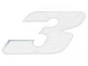 Aufkleber Startnummer, Ziffer 3, klein, wei/ Chromrand