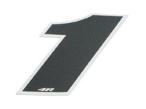 Aufkleber Startnummer, Ziffer 1, klein, schwarz/ Chromrand