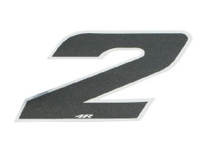 Aufkleber Startnummer, Ziffer 2, klein, schwarz/ Chromrand