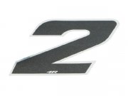 Aufkleber Startnummer, Ziffer 2, klein, schwarz/ Chromrand
