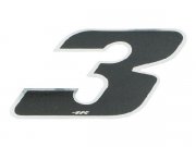 Aufkleber Startnummer, Ziffer 3, klein, schwarz/ Chromrand