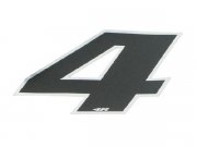 Aufkleber Startnummer, Ziffer 4, klein, schwarz/ Chromrand