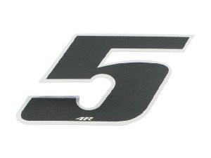 Aufkleber Startnummer, Ziffer 5, klein, schwarz/ Chromrand