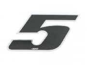 Aufkleber Startnummer, Ziffer 5, klein, schwarz/ Chromrand