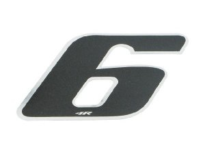 Aufkleber Startnummer, Ziffer 6, klein, schwarz/ Chromrand