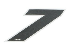 Aufkleber Startnummer, Ziffer 7, klein, schwarz/ Chromrand