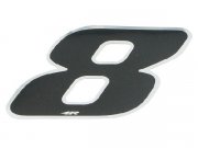Aufkleber Startnummer, Ziffer 8, klein, schwarz/ Chromrand