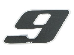Aufkleber Startnummer, Ziffer 9, klein, schwarz/ Chromrand