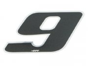 Aufkleber Startnummer, Ziffer 9, klein, schwarz/ Chromrand