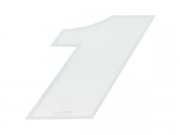 Aufkleber Startnummer, Ziffer 1, medium, wei/ Chromrand