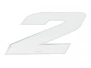 Aufkleber Startnummer, Ziffer 2, medium, wei/ Chromrand