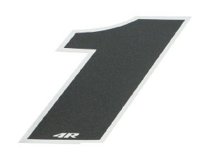 Aufkleber Startnummer, Ziffer 1, medium, schwarz/ Chromrand