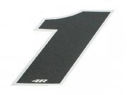 Aufkleber Startnummer, Ziffer 1, medium, schwarz/ Chromrand