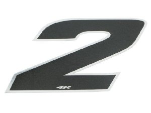 Aufkleber Startnummer, Ziffer 2, medium, schwarz/ Chromrand